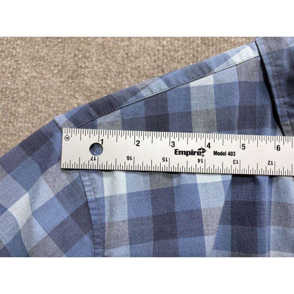 LEE Men's Shirt Premium Select Large Blue Plaid Short Sleeve Button Down GUC - Picture 8 of 11